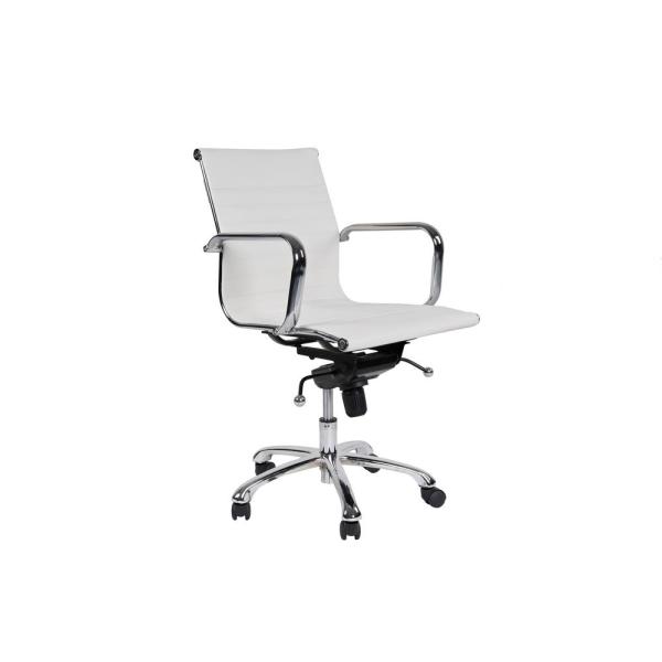 600x600 Manhattan Comfort Delancey Mid Back Adjustable White Office Chair