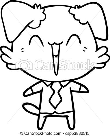 381x470 Happy Office Dog Cartoon Vector Clip Art