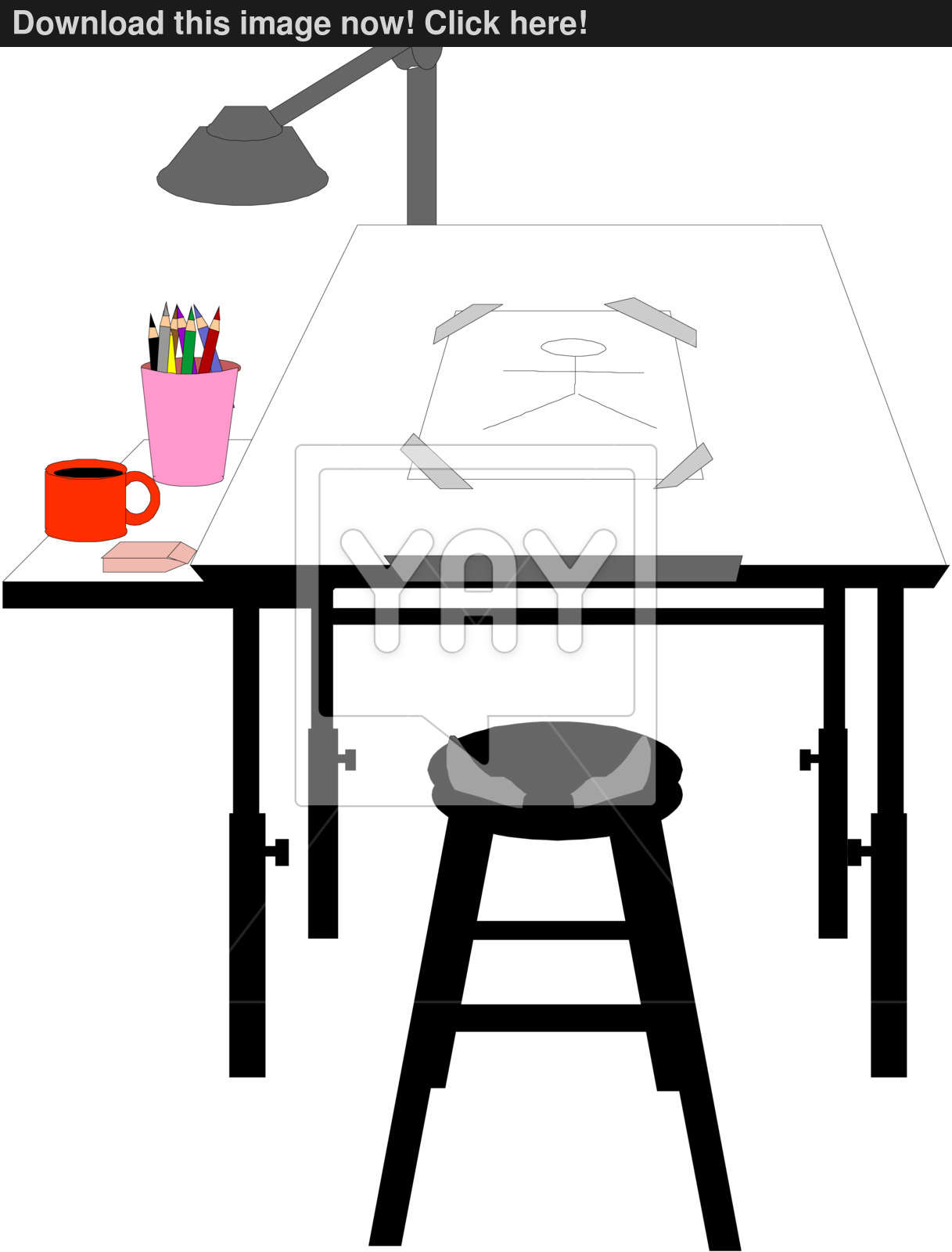 1217x1600 Part Of Office Interior With A Chair And Architectural Drawings