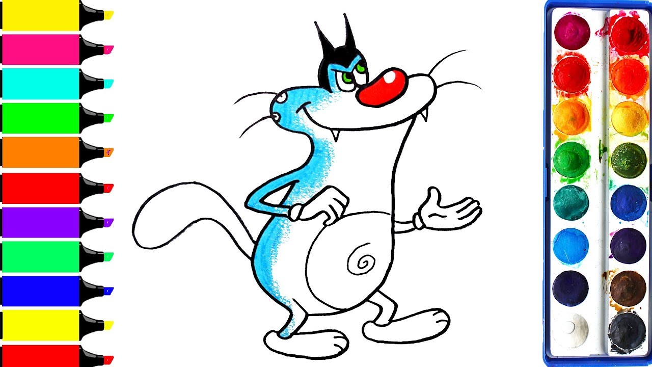 1280x720 Oggy Coloring Pages Art Colors For Kids Draw Oggy