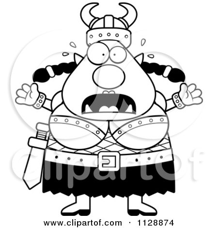 450x470 Cartoon Of A Black And White Chubby Ogre Woman With Open Arms
