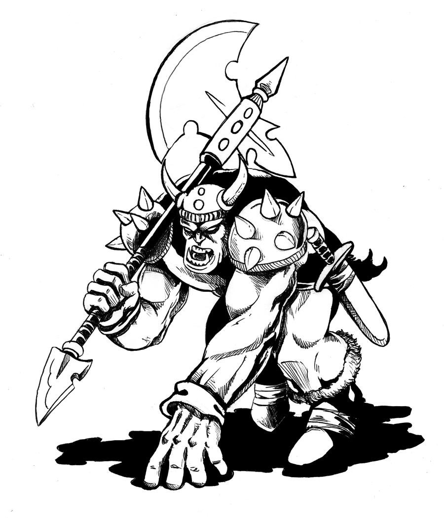 900x1051 Ogre Drawing Black And White For Free Download