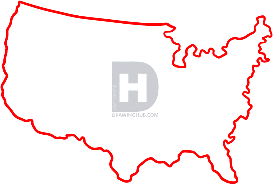 1061x720 How To Draw The United States, Step