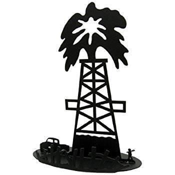 350x350 Oil Derrick With Pickup Worker Centerpiece