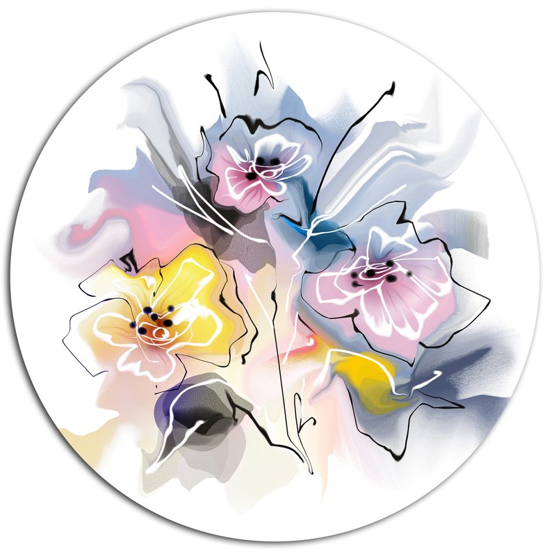 800x800 Designart 'textured Floral Drawing' Oil Painting Print On Metal