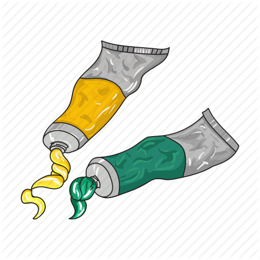 512x512 Drawing, Green, Oil, Paint, Tube, Watercolor, Yellow Icon