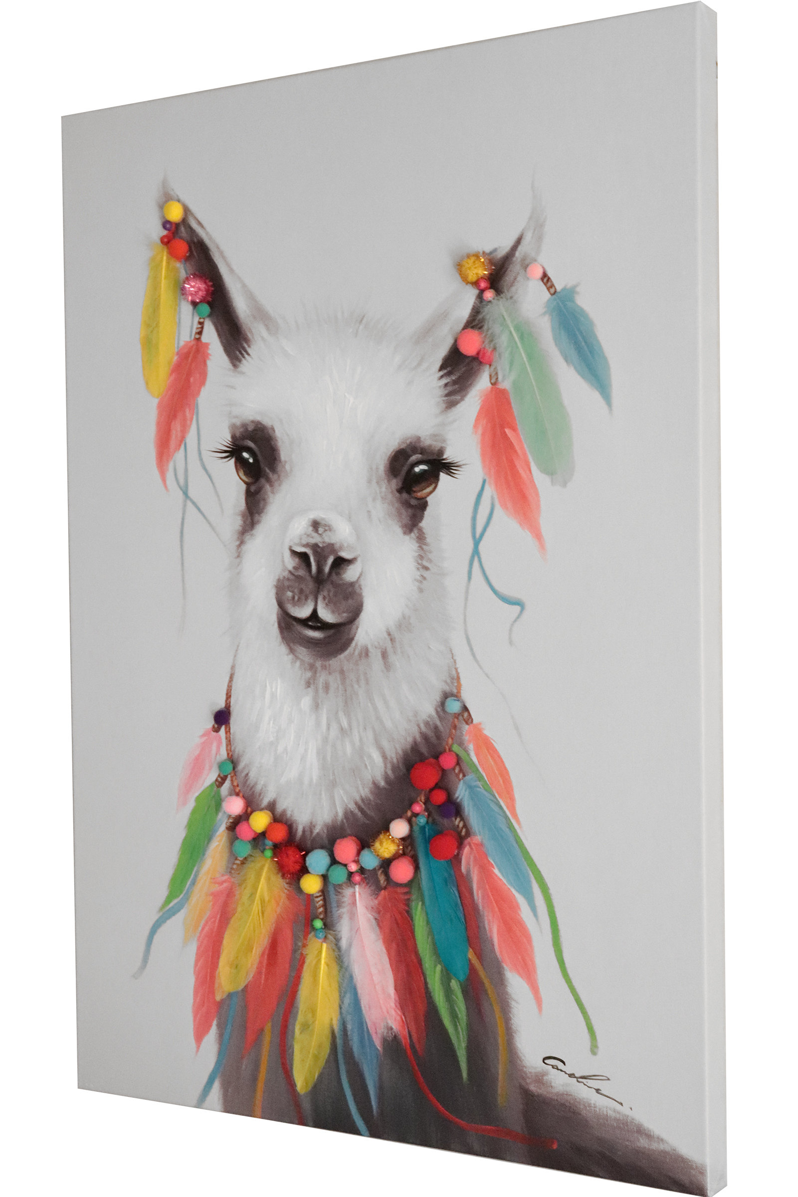 1600x2400 brayden studio 'feathered llama' oil painting print on canvas