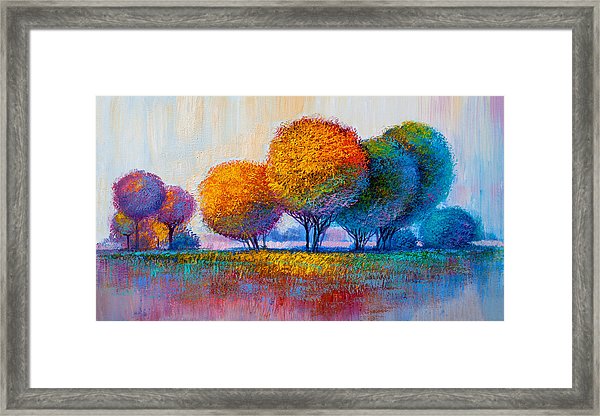 600x416 Trees, Oil Painting, Artistic Background Framed Print