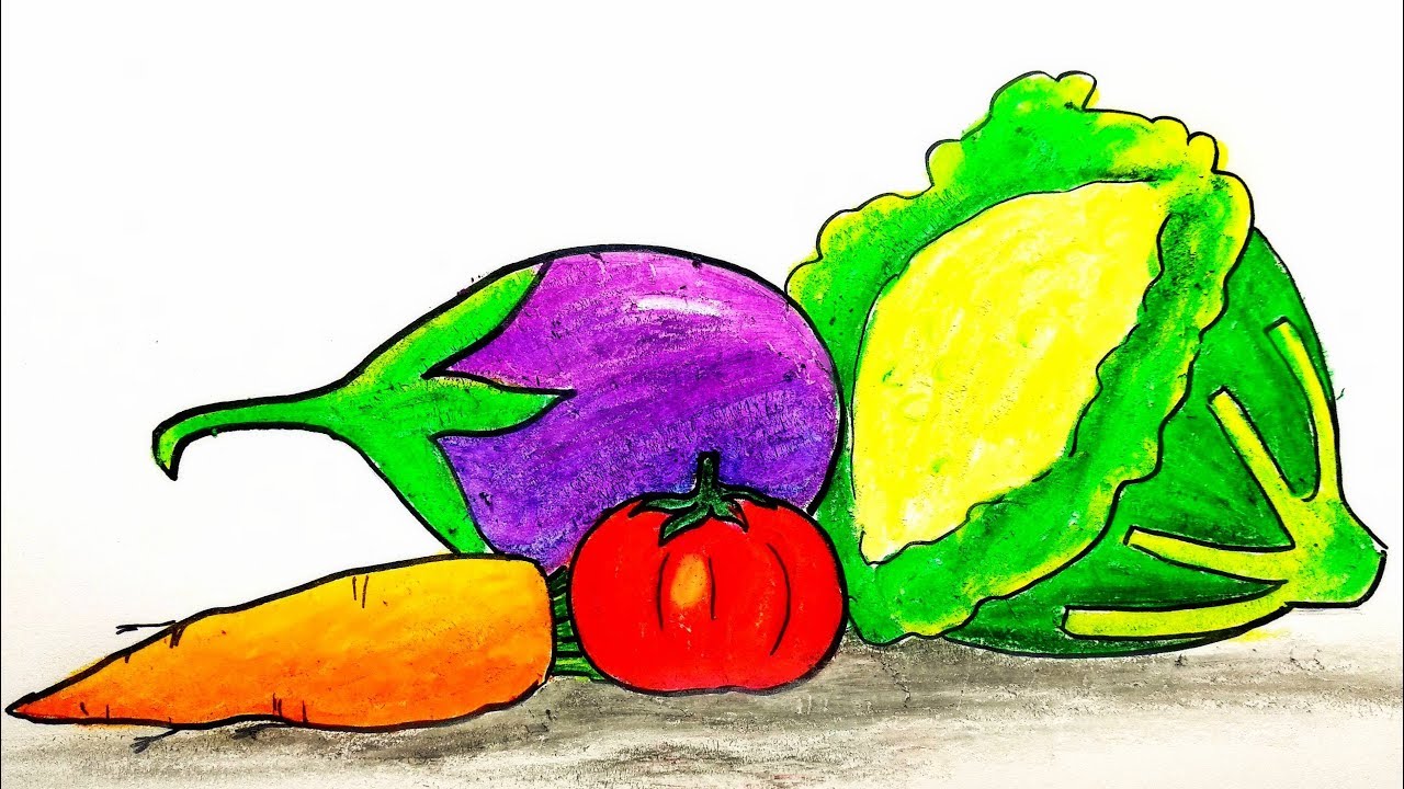 1280x720 How To Draw Vegetables With Oil Pastel Step