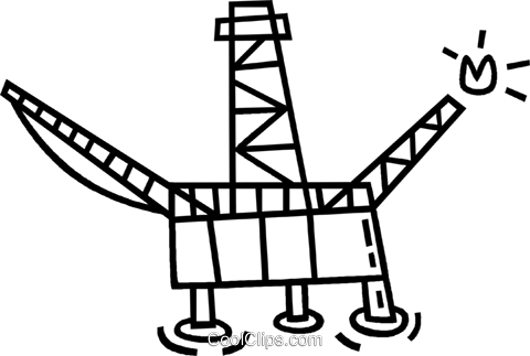 480x323 off shore oil well royalty free vector clip art illustration