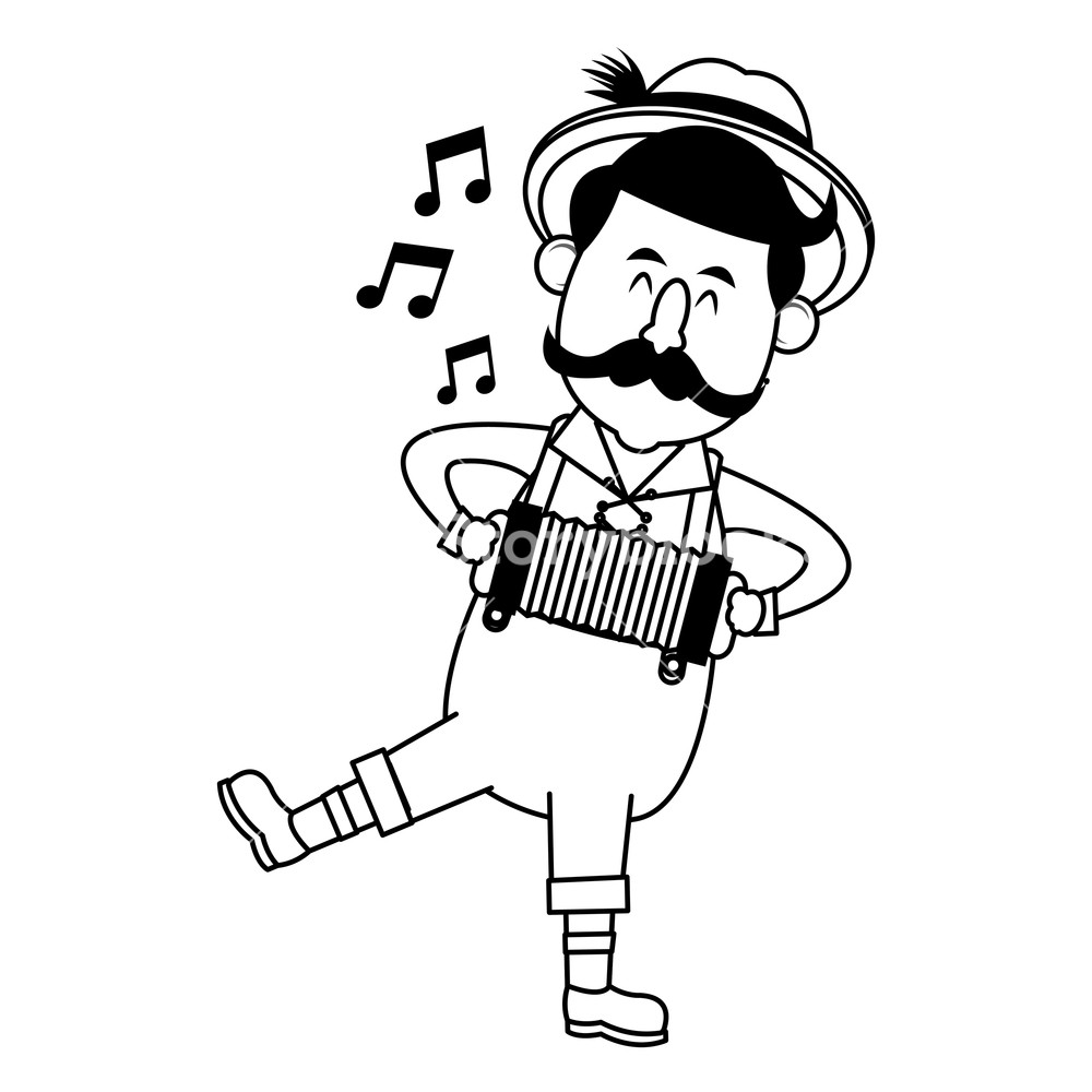 1000x1000 bavarian man oktoberfest cartoons black and white vector