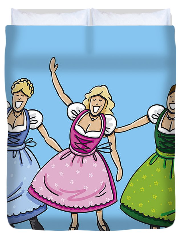 645x853 Three Beautiful Oktoberfest Dirndl Women Duvet Cover For Sale