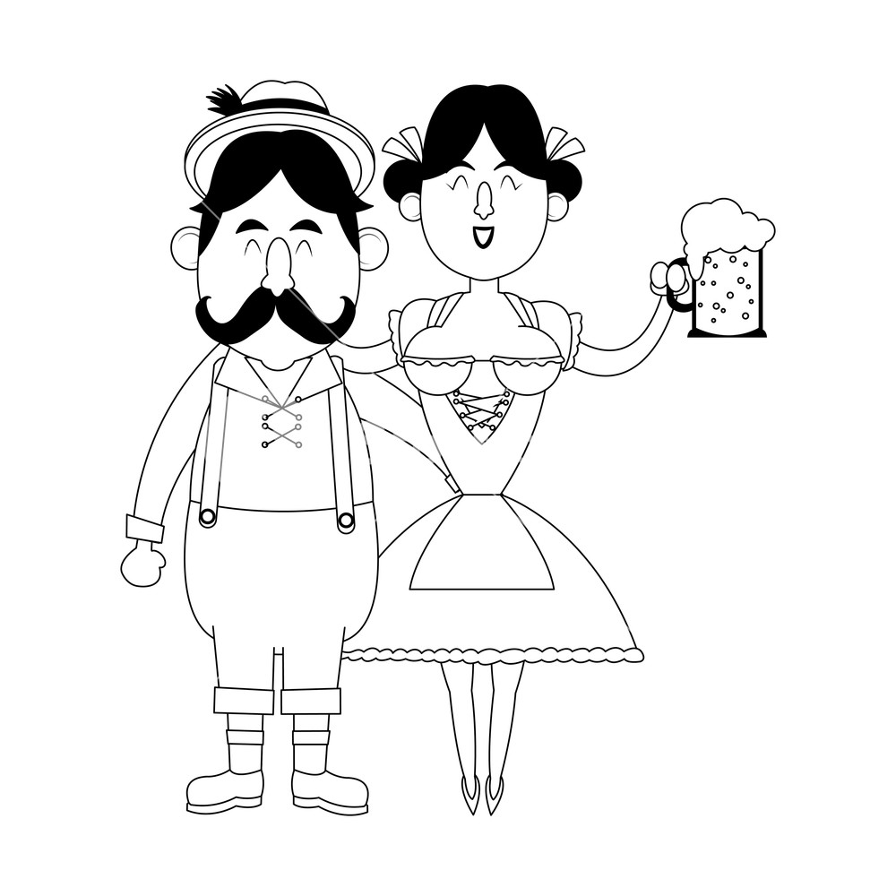 1000x1000 bavarian people celebrating with beers oktoberfest cartoon black