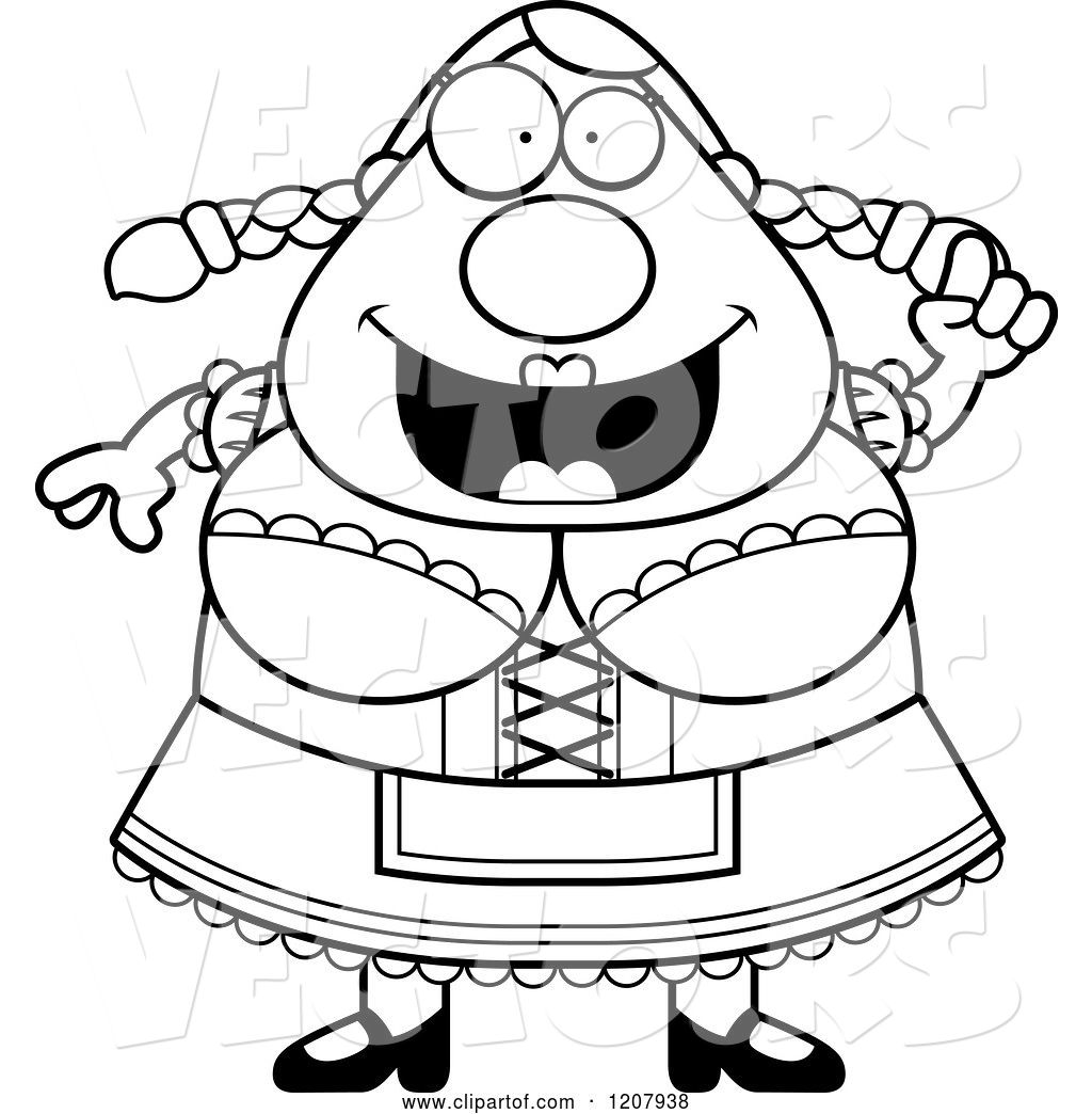 1024x1044 Vector Of Cartoon Black And White Smart Chubby Oktoberfest German