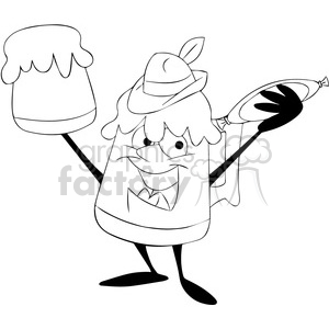 300x300 Black And White Oktoberfest Beer Mug Cartoon Character Clipart