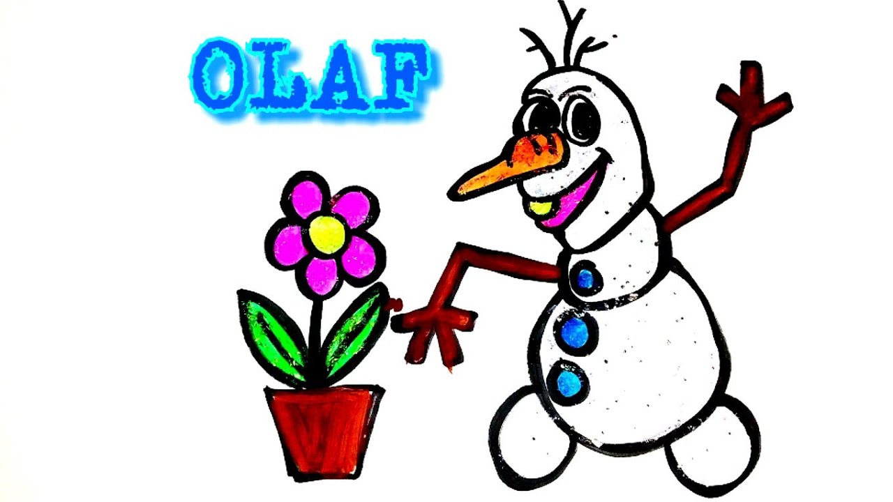 1280x720 Dianey Frozen Olaf Drawing And Glitters Coloring Learn Colors