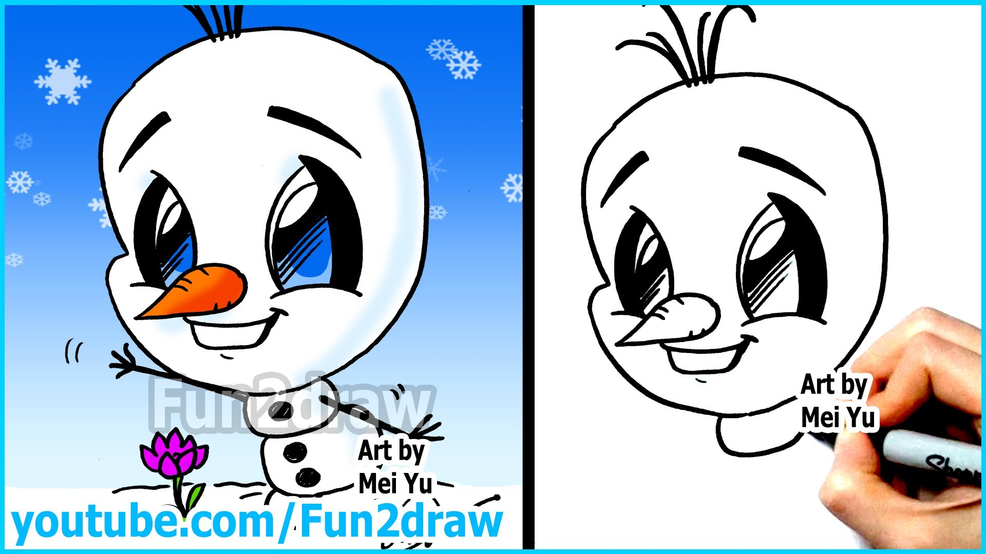 1920x1080 Draw A Cartoon Olaf How To Draw Disney Characters