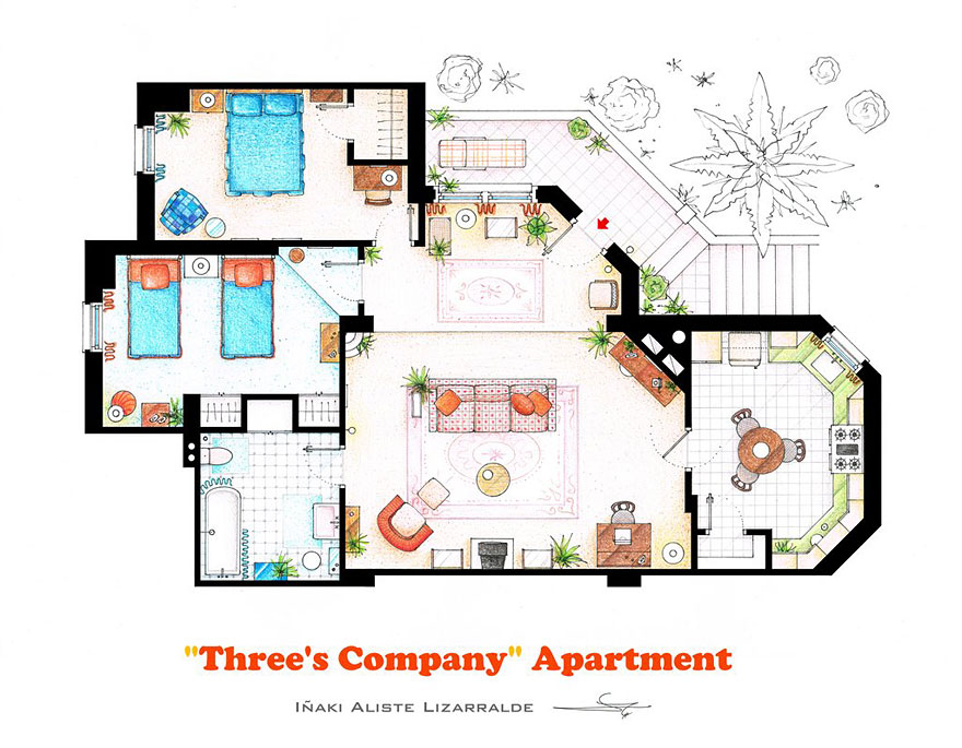880x685 Artist Draws Detailed Floor Plans Of Famous Tv Shows Bored Panda