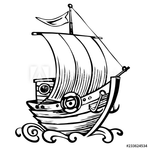 500x500 Old Ship With Waves