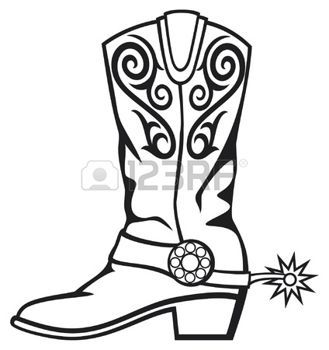 329x350 Old West Cowboy Boot Country Western Cowboy Boots Drawing