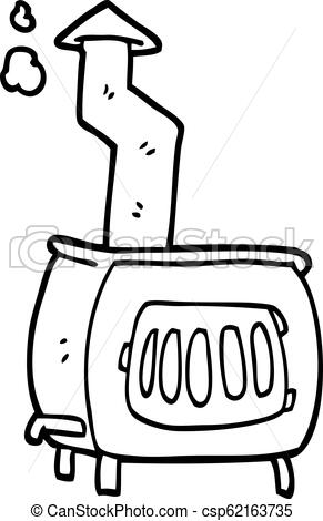 291x470 Line Drawing Cartoon Old Wood Burner