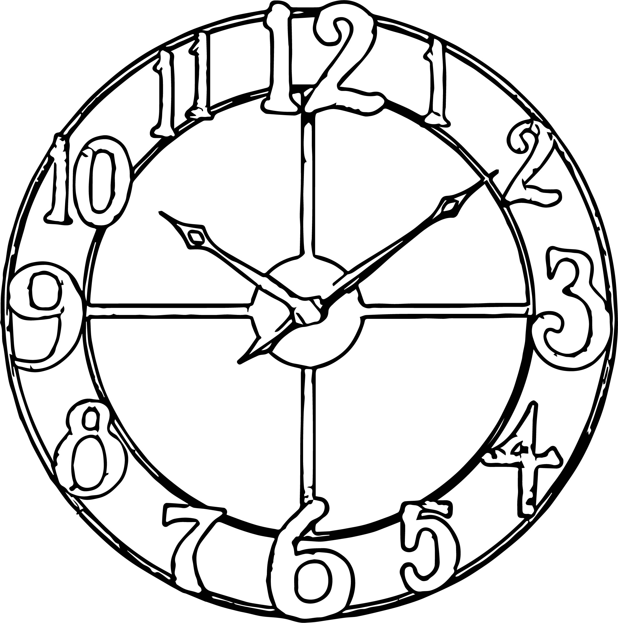 2355x2376 Big Number Old Clock Coloring