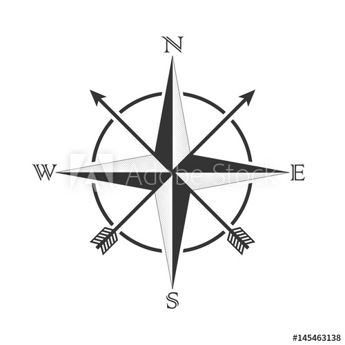 500x500 Vector Compass With Wind Rose And Arrows In The Old Style Design