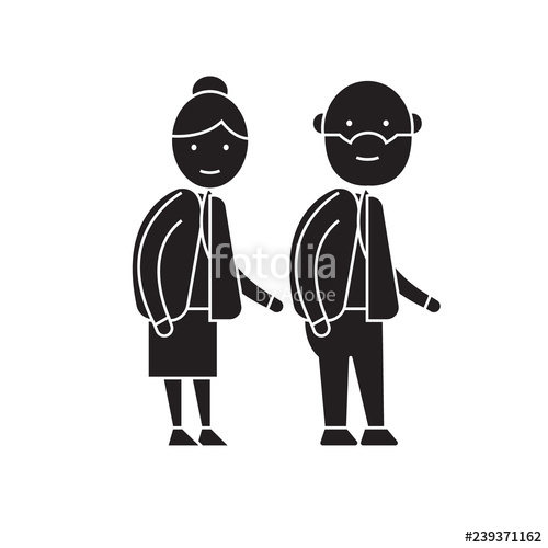 500x500 Old Couple Black Vector Concept Icon Old Couple Flat Illustration