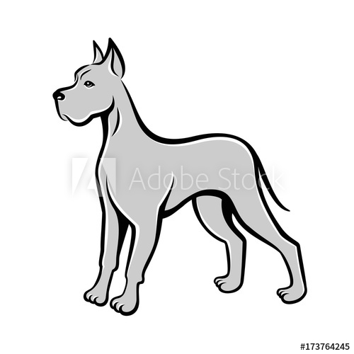 500x500 Dog Line Art Drawing Great Dane Can Be Used As Pet Shop Logo