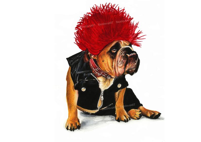 794x561 Bulldog Original Watercolor Drawing Year Of The Dog Drawing Etsy