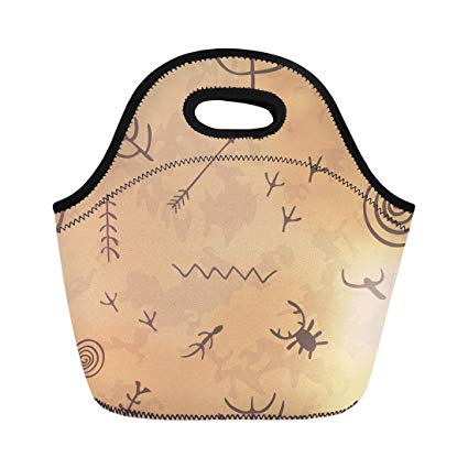 425x425 Semtomn Lunch Tote Bag Ancient Cave Drawings Pattern