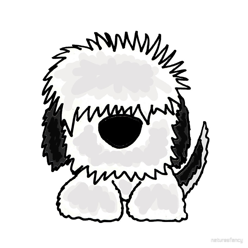 1000x1000 funny old english sheepdog original art