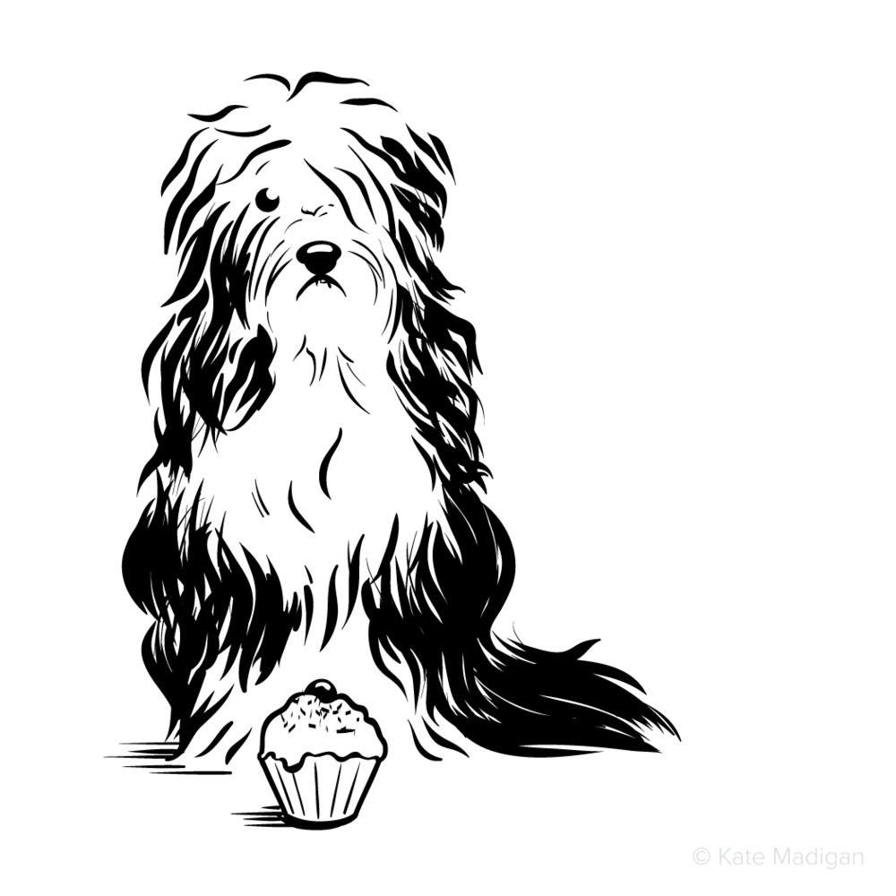 1000x1000 old english sheepdog cupcake