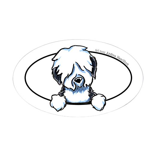 522x522 cafepress old english sheepdog peeking bumper sticker