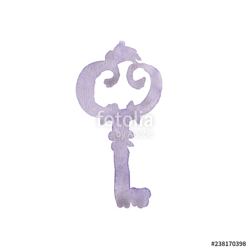 500x500 Isolated Old Key Illustration Element Watercolor Background