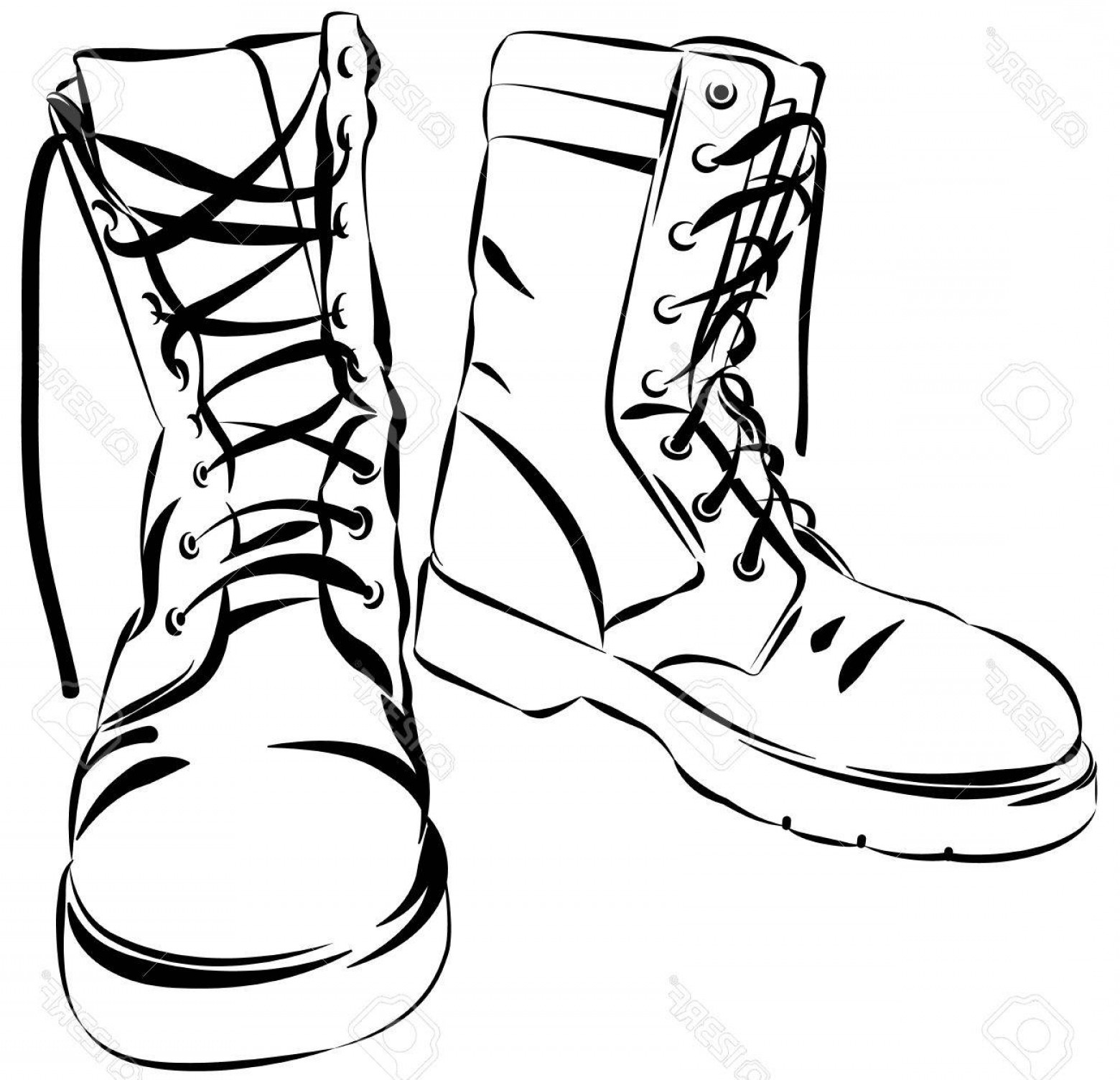 1560x1504 Photostock Vector Old Army Boots Military Leather Worn Boots