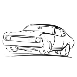 300x300 Muscle Car Sketch, Vector Drawing Vector Illustration