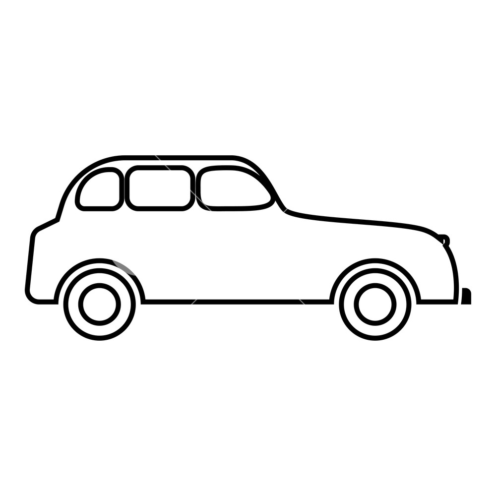 1000x1000 Retro Car Icon Black Color Vector Illustration Flat Style Simple