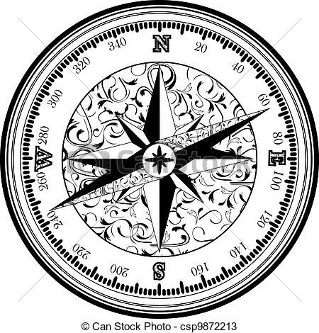 450x470 Compass Clipart Old Fashioned