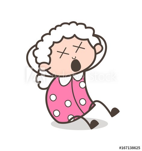 472x500 cartoon old lady with dizzy face vector illustration