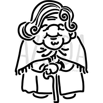 355x355 'old Lady' Wall Stencil Template