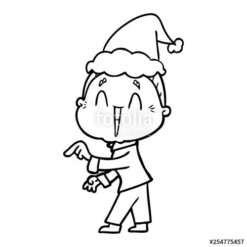 500x500 Line Drawing Of A Happy Old Lady Wearing Santa Hat Stock Image