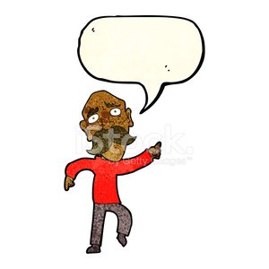300x300 Cartoon Sad Old Man Pointing With Speech Bubble Stock Vectors