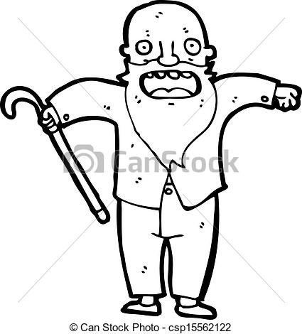 425x470 Cartoon Bearded Old Man Vector Illustration