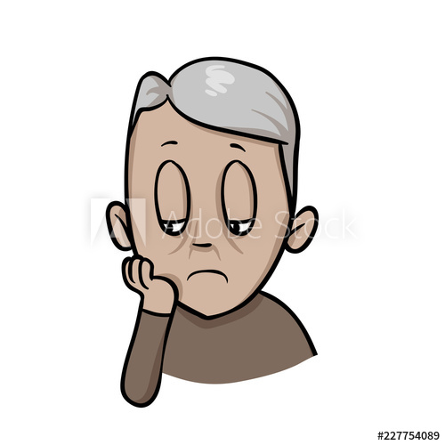 500x500 Sad Depressed Old Man Cartoon Design Icon Colorful Flat Vector