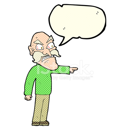 440x440 Cartoon Furious Old Man With Speech Bubble Stock Vector