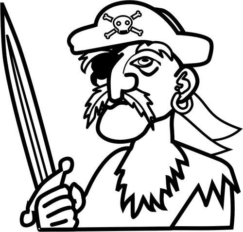 500x478 Vector Clip Art Of Old Man Pirate Outline
