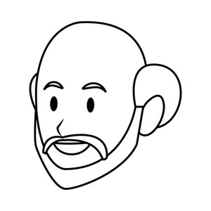 300x300 Old Man Face Beard Smiling Bald Black And White Vector