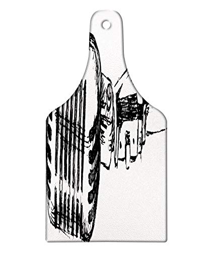 425x509 Lunarable Music Cutting Board, Hand Drawn Monochrome