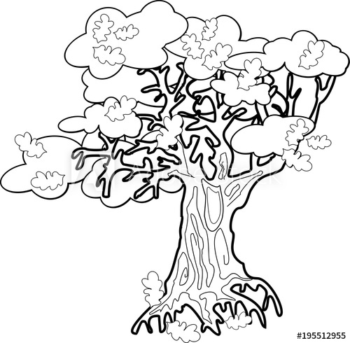 500x490 Old Oak Tree Coloring Page